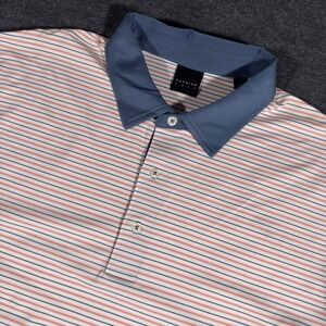 Dunning Golf Polo Shirt Mens Large Striped Performance Stretch Moisture Wicking